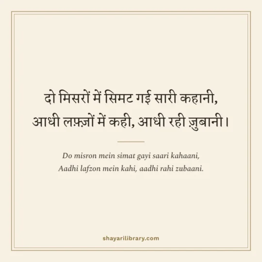 2 Line Urdu Shayari photo: Do misron mein simat gayi saari kahaani