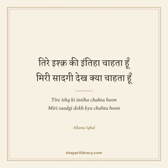 Allama Iqbal Shayari photo: Tire ishq ki intiha chahta hoon