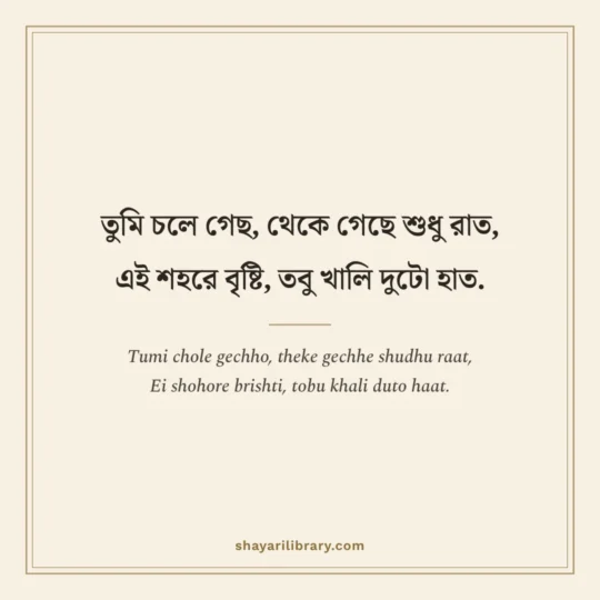 Bengali Shayari photo: Tumi chole gechho, theke gechhe shudhu raat