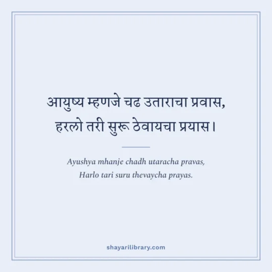 Marathi Shayari photo: Ayushya mhanje chadh utaracha pravas