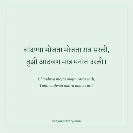Marathi Shayari photo: Chandnya mojta mojta ratra sarli