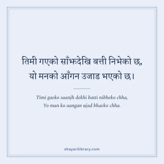 Nepali Shayari photo: Timi gaeko saanjh dekhi batti nibheko chha